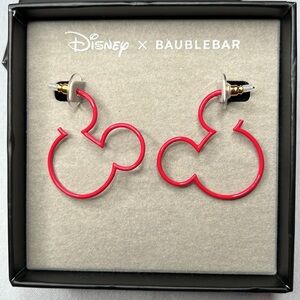 NEW - Disney x Baublebar Red Mickey Hoops